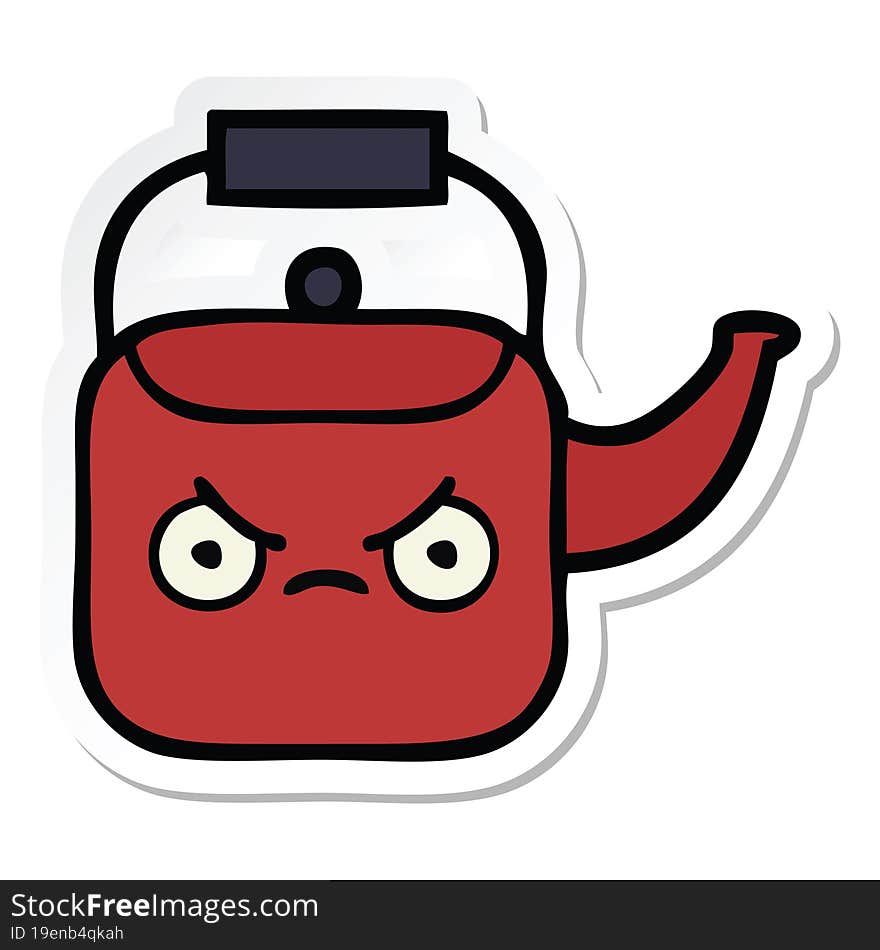 sticker of a cute cartoon kettle