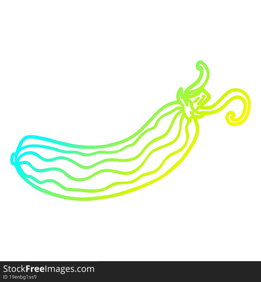 cold gradient line drawing of a cartoon cucumber