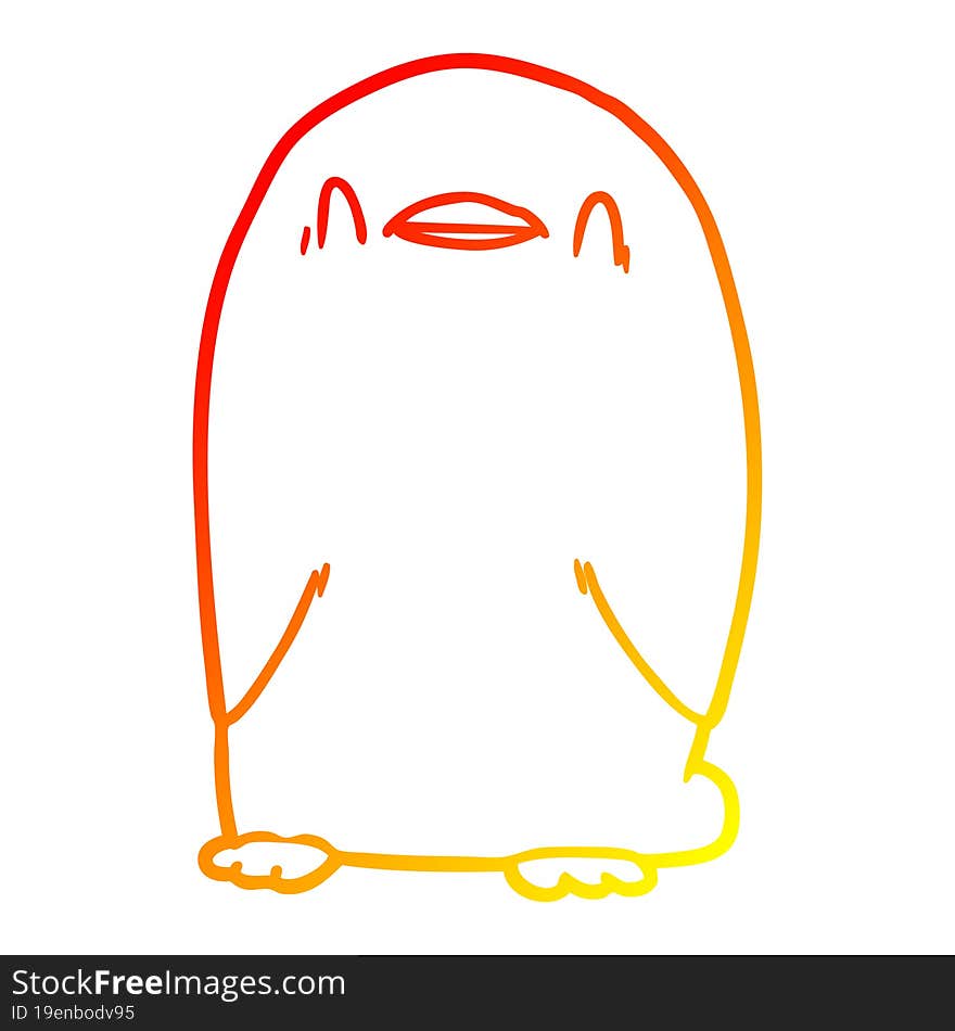 warm gradient line drawing cartoon penguin