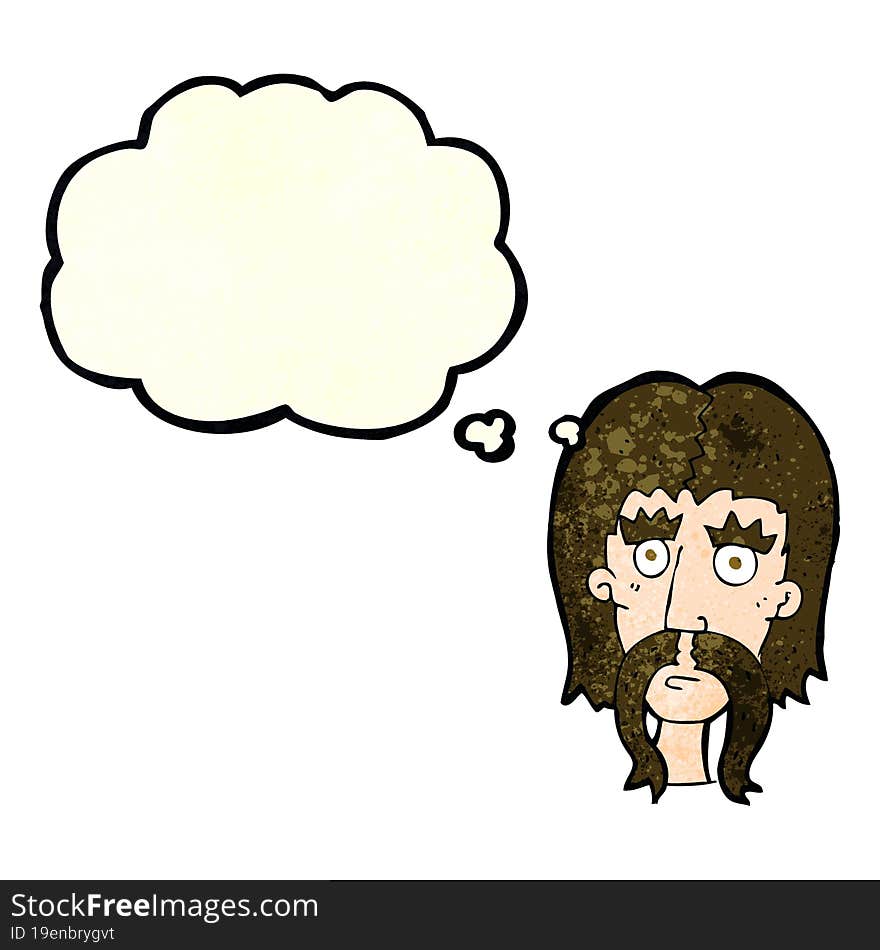 cartoon man with long mustache with thought bubble