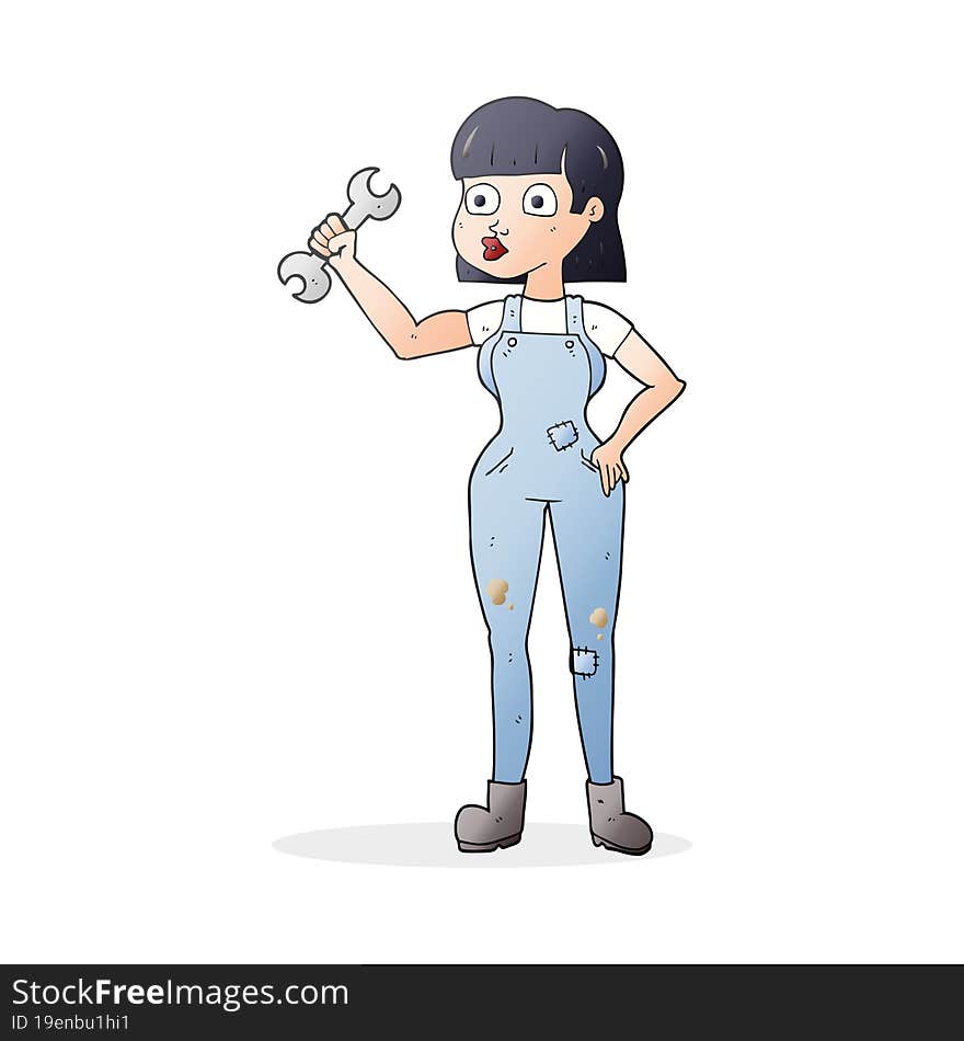 Cartoon Mechanic Woman