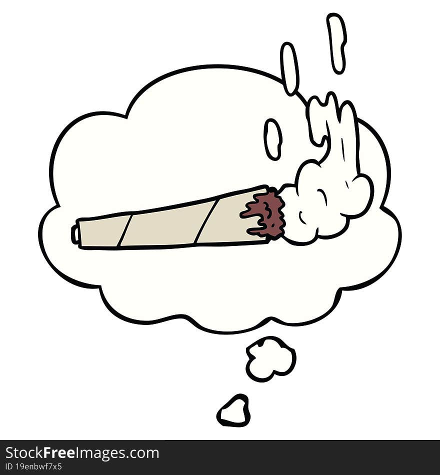 cartoon marijuana joint with thought bubble. cartoon marijuana joint with thought bubble