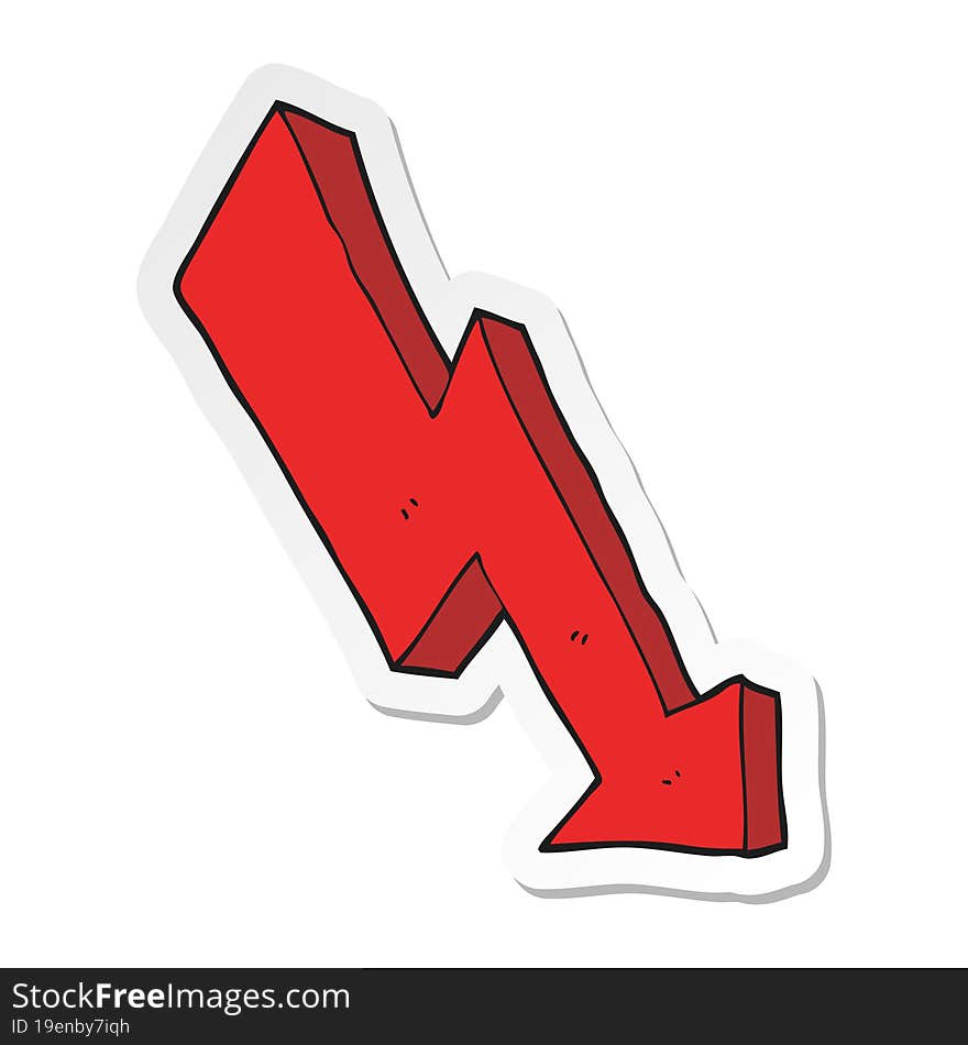 sticker of a cartoon arrow down trend