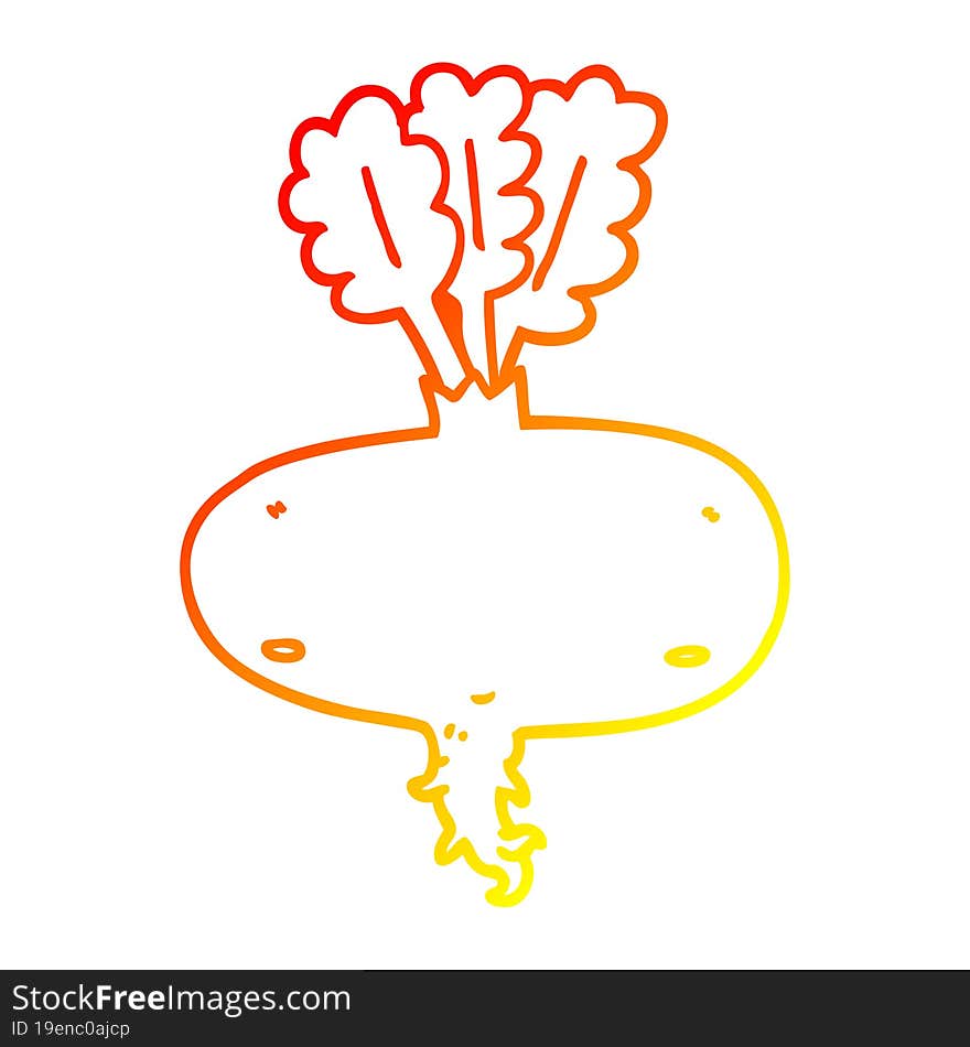 warm gradient line drawing of a cartoon beetroot