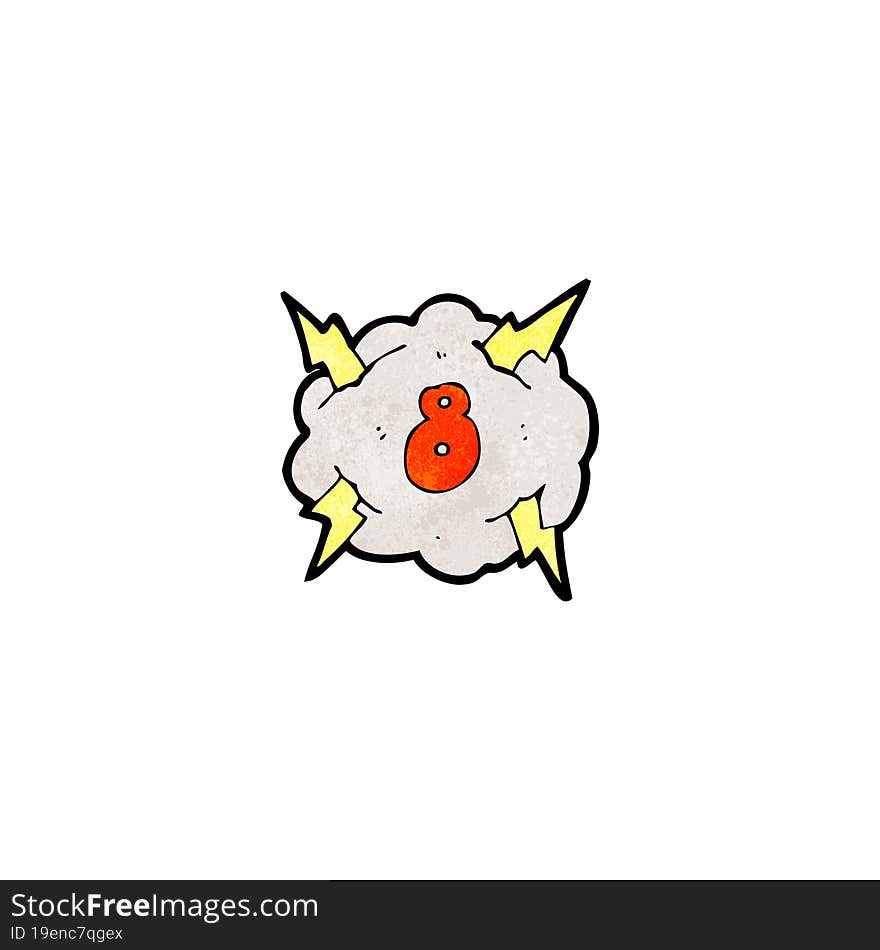 Cartoon Thunder Cloud With Number 8