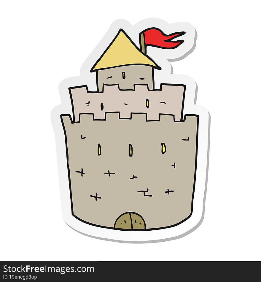 Sticker Of A Cartoon Castle