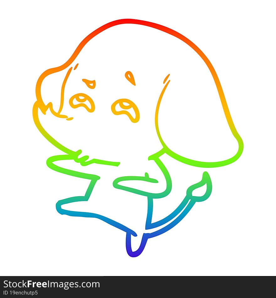 rainbow gradient line drawing cartoon elephant remembering