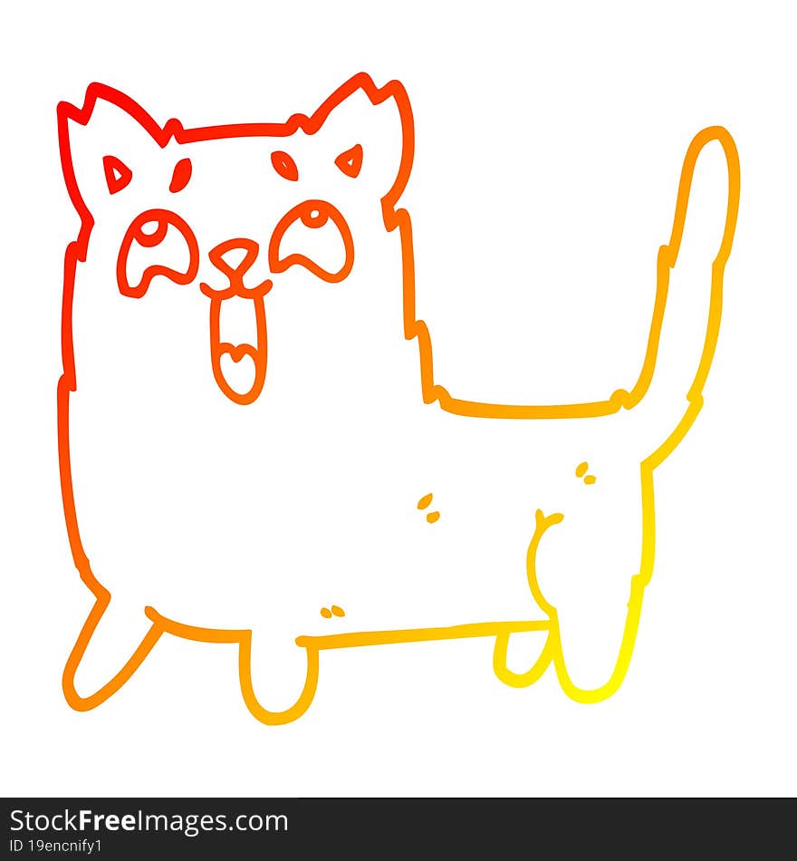 warm gradient line drawing cartoon funny cat