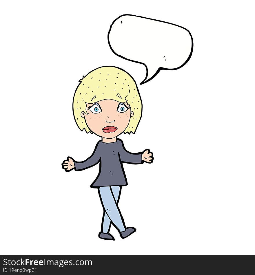 cartoon surprised woman with speech bubble