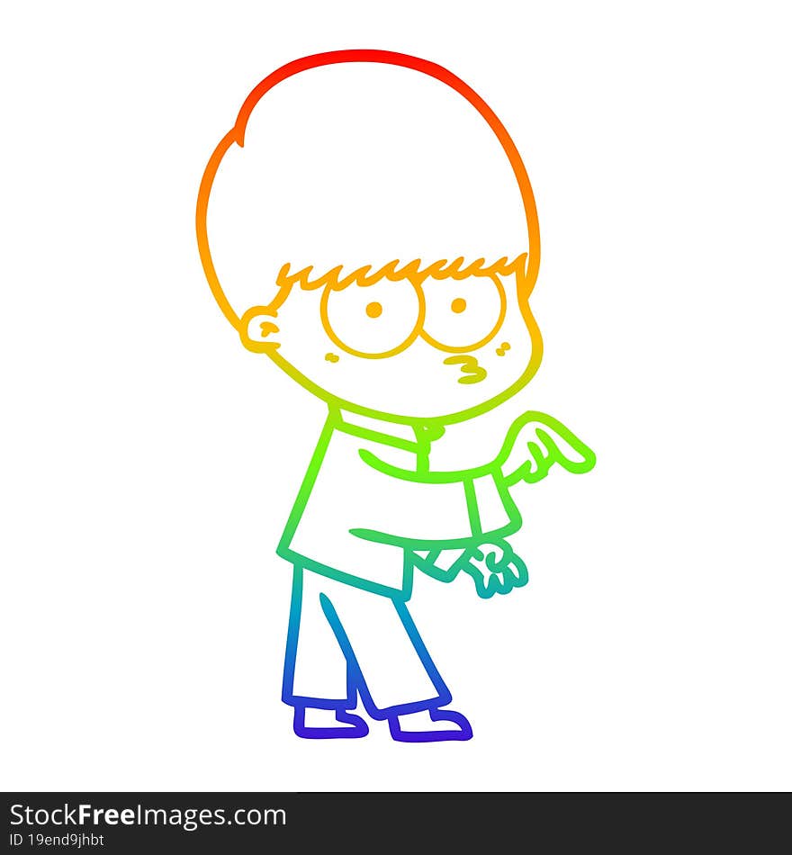 rainbow gradient line drawing nervous cartoon boy