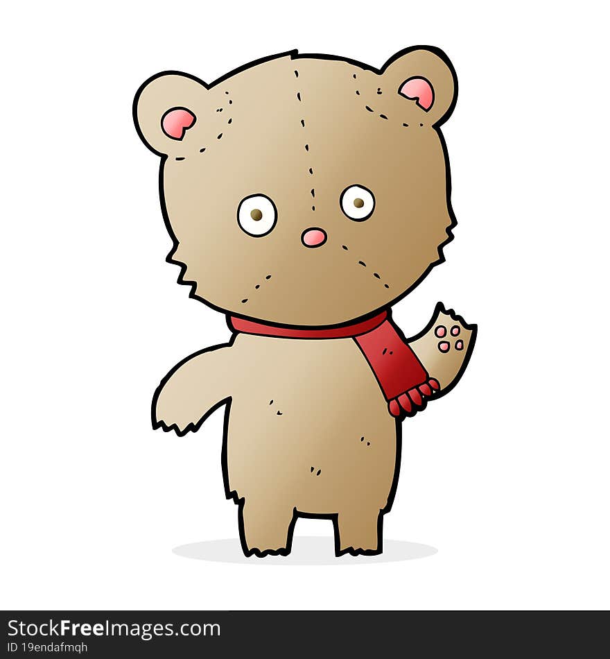 Cartoon Waving Teddy Bear