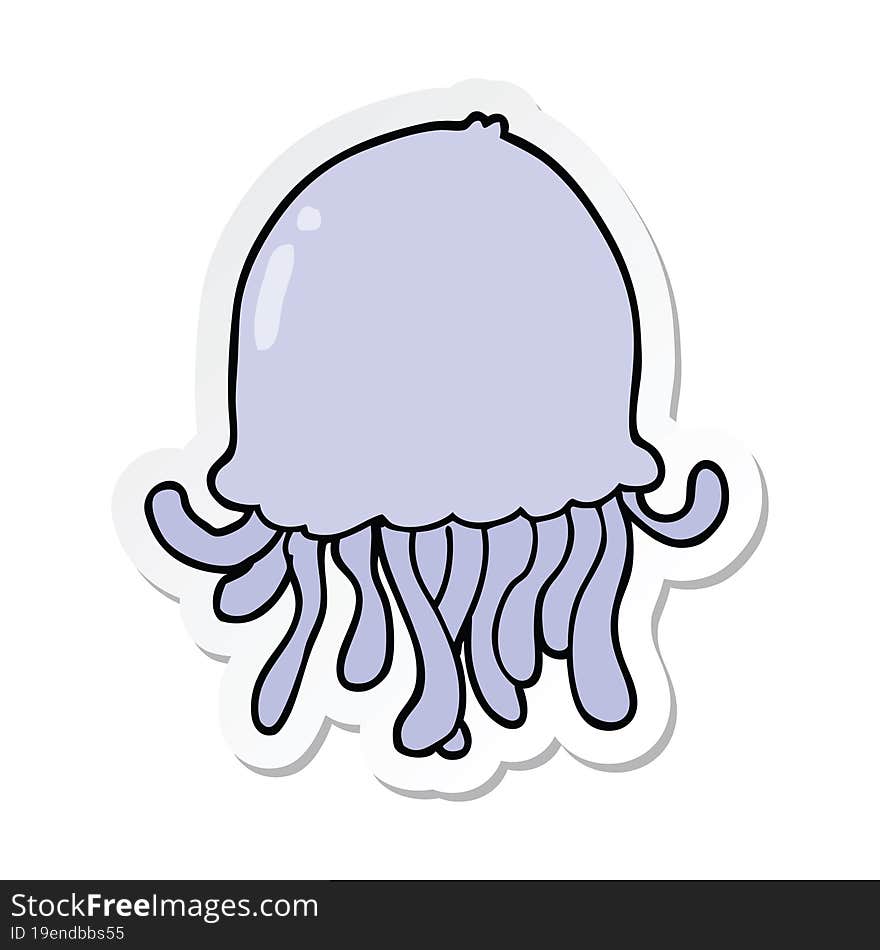 sticker of a cartoon jellyfish