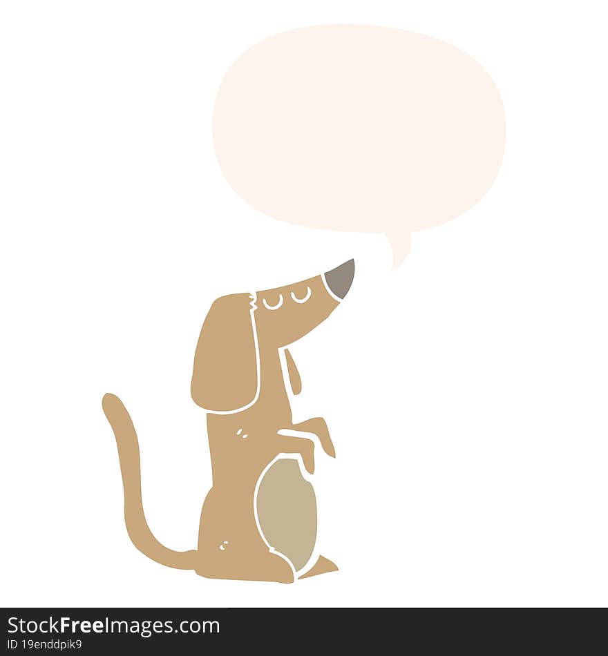 cartoon dog with speech bubble in retro style