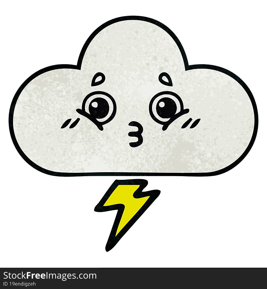 retro grunge texture cartoon of a storm cloud