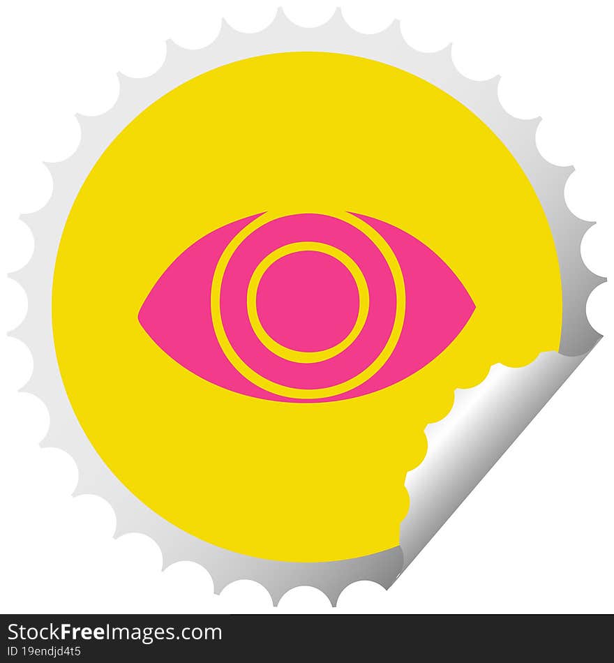 circular peeling sticker cartoon of a eye