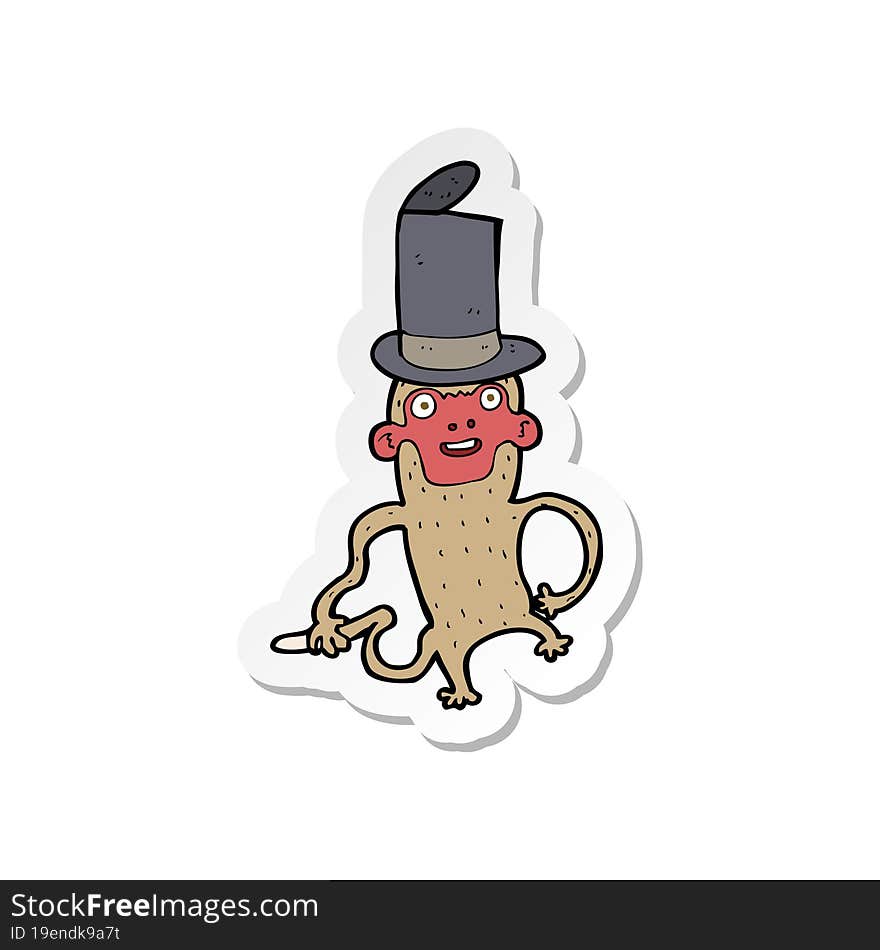 Sticker Of A Cartoon Monkey Wearing Top Hat