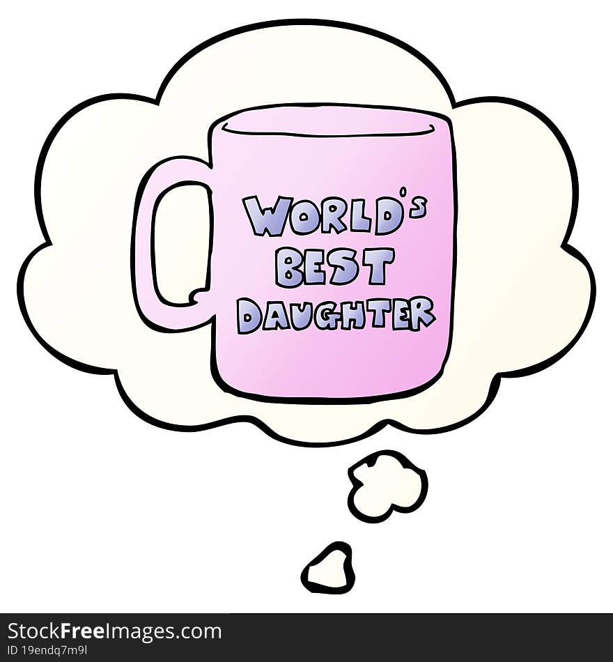 worlds best daughter mug and thought bubble in smooth gradient style