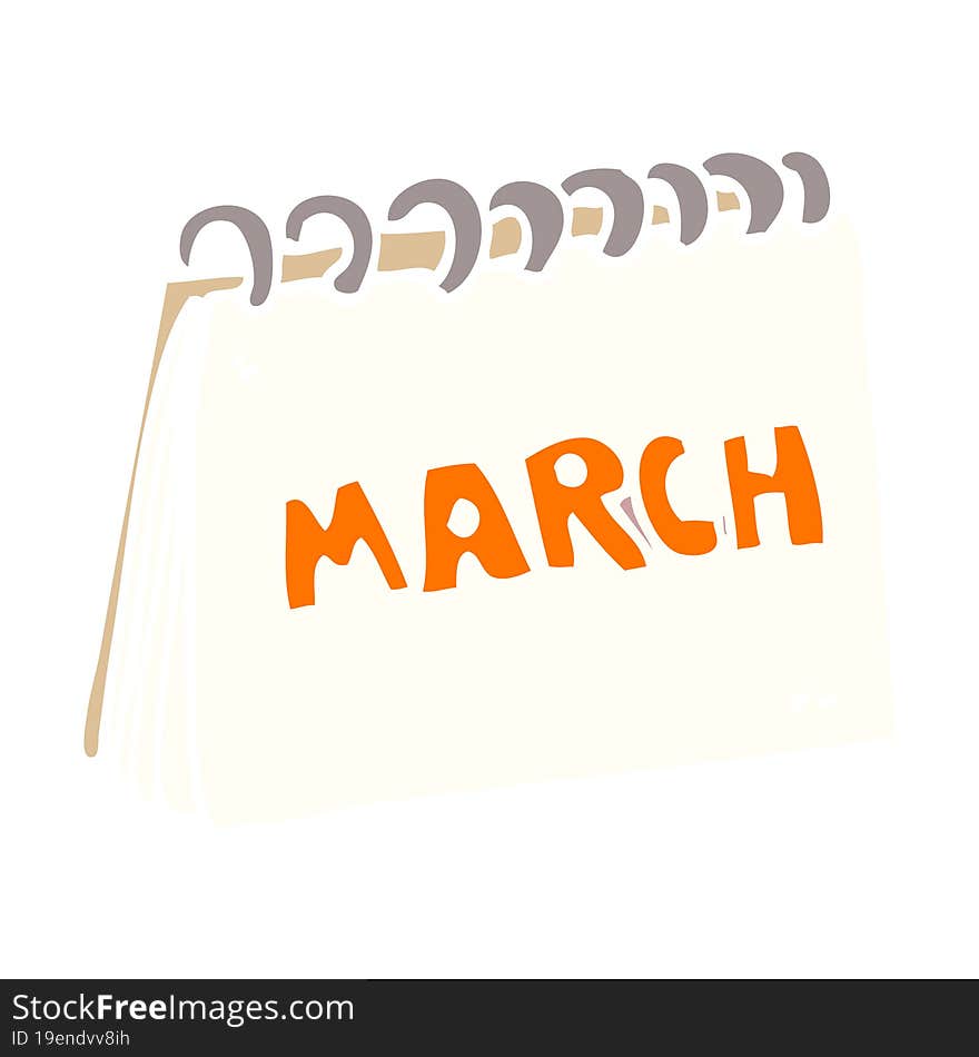 cartoon doodle calendar showing month of march