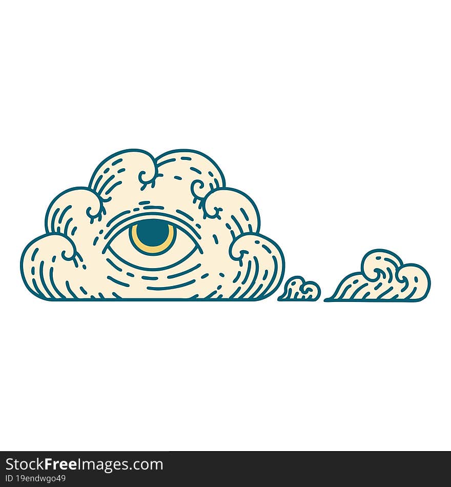 Tattoo Style Icon Of An All Seeing Eye Cloud