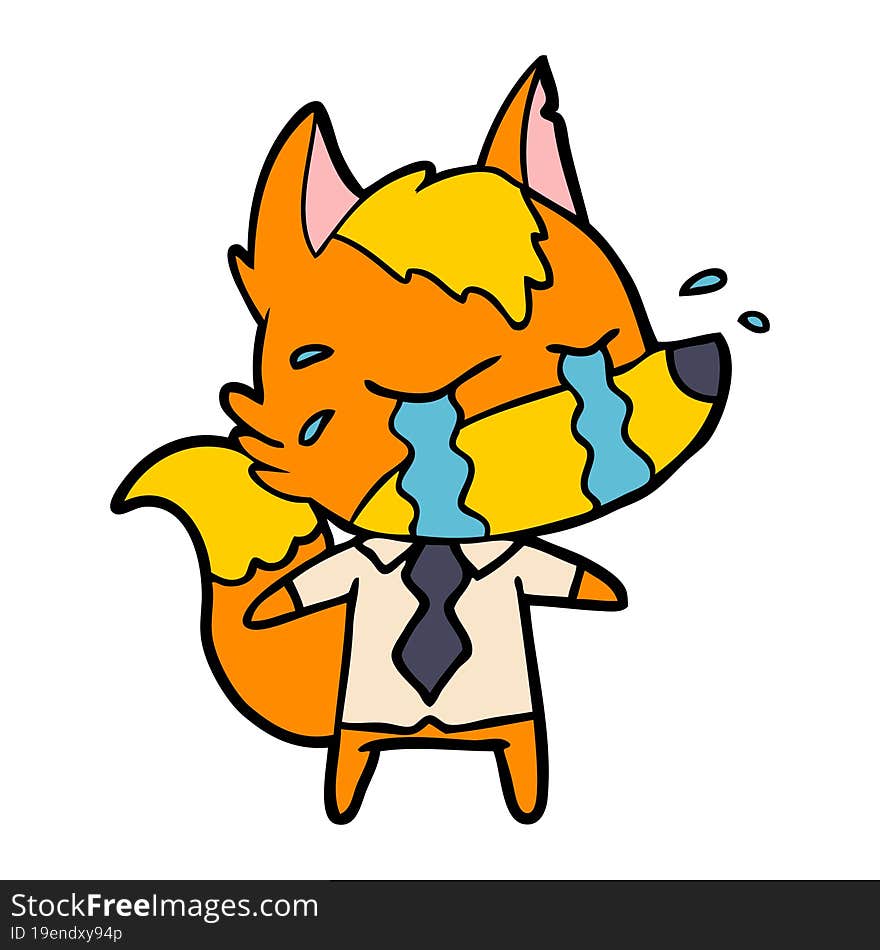 sad little business fox cartoon character. sad little business fox cartoon character