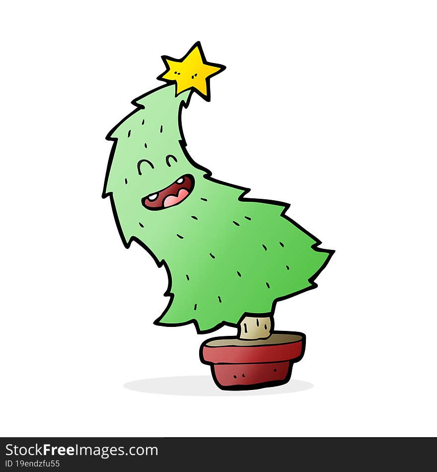 cartoon dancing christmas tree