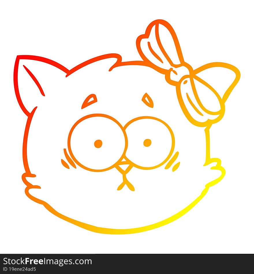 warm gradient line drawing worried cartoon cat face