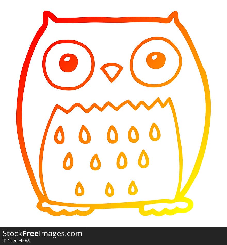 warm gradient line drawing cartoon owl