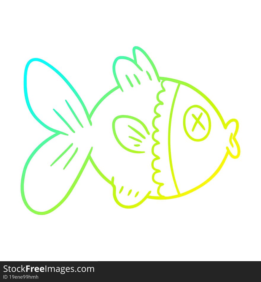 Cold Gradient Line Drawing Cartoon Goldfish