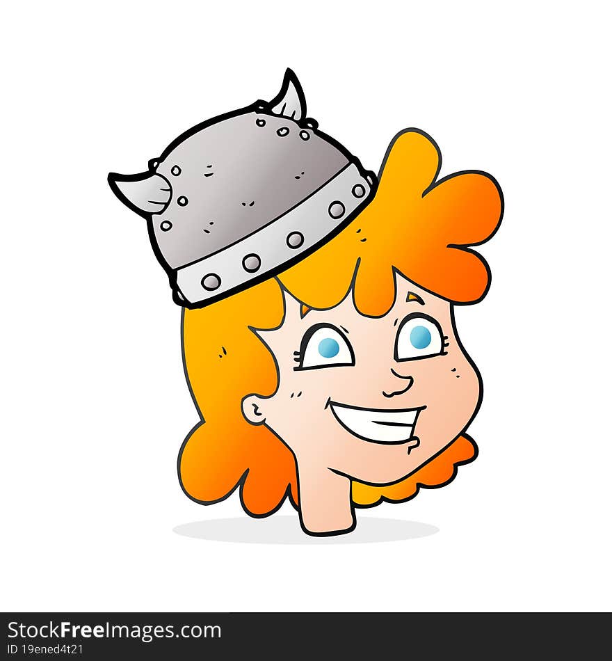 cartoon female viking face