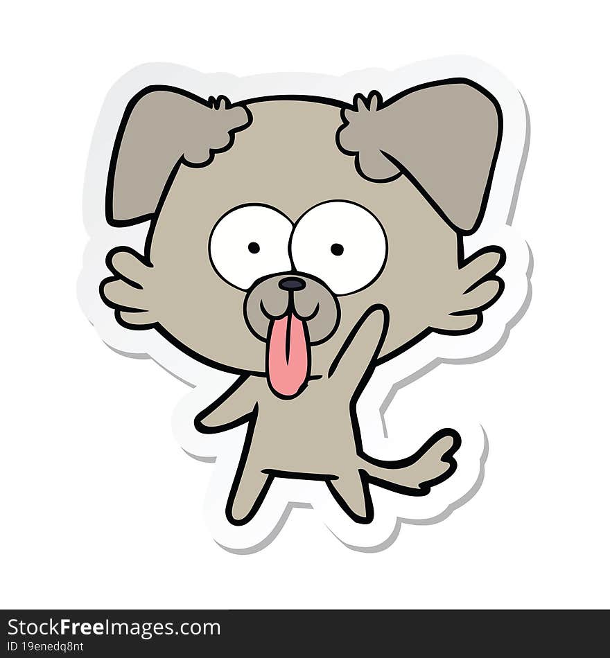 sticker of a cartoon dog with tongue sticking out