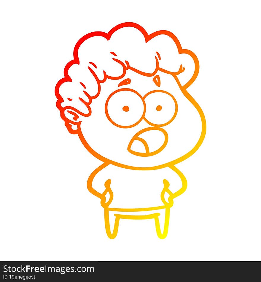 warm gradient line drawing cartoon shocked man