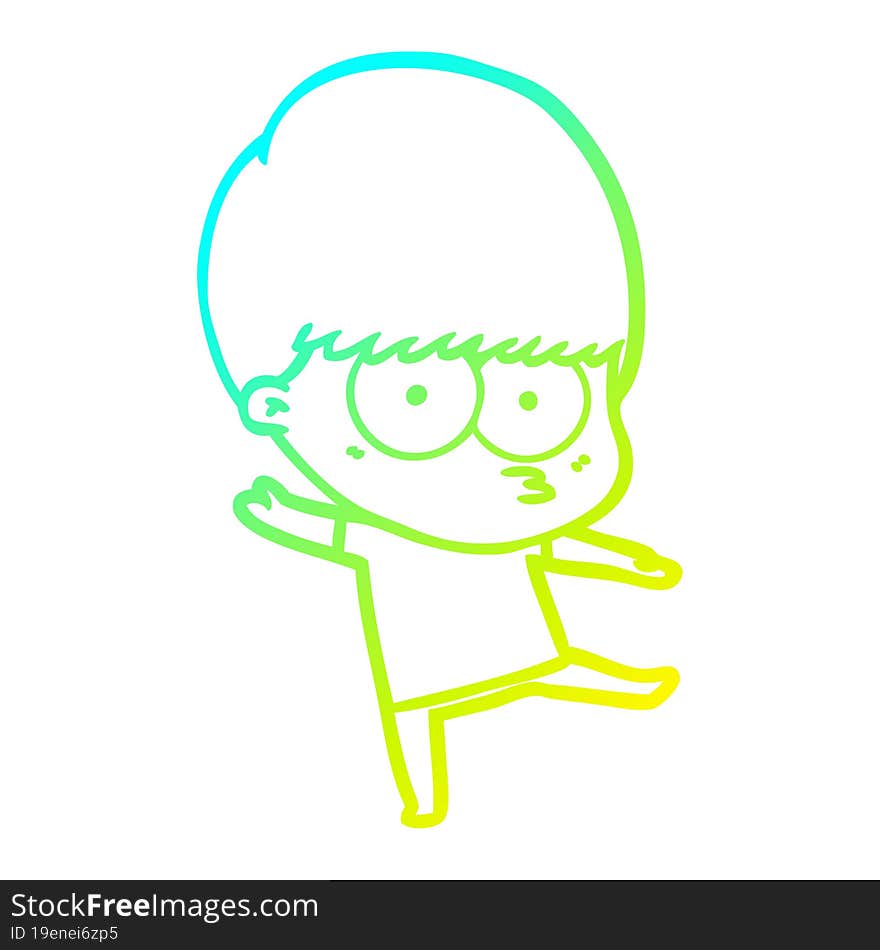 cold gradient line drawing nervous cartoon boy dancing