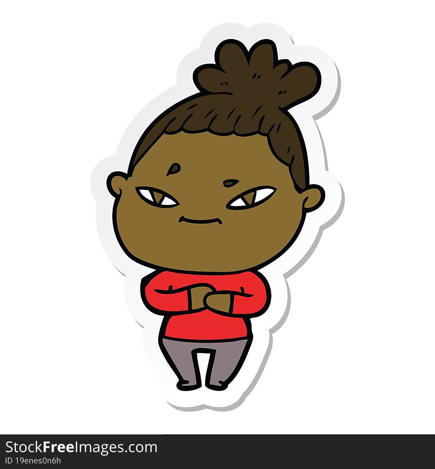 sticker of a cartoon woman