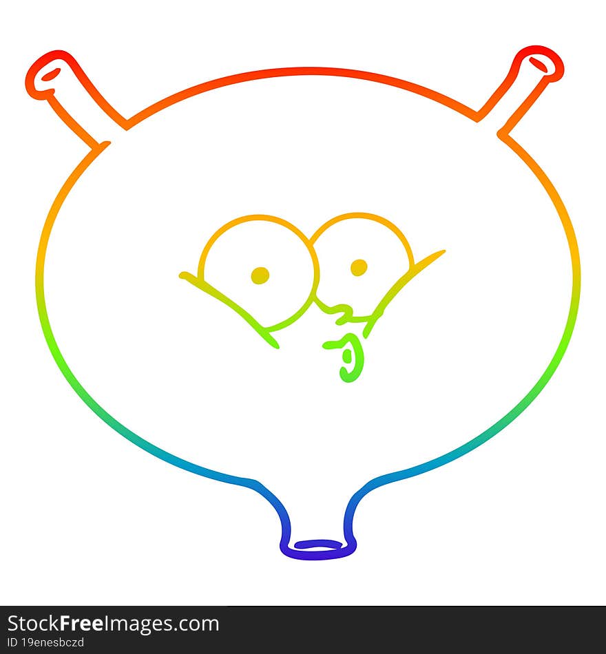 rainbow gradient line drawing of a cartoon bladder