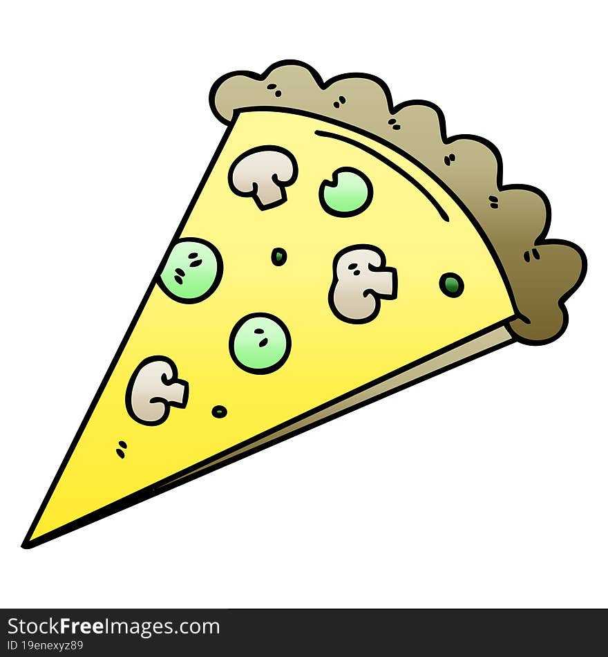 Quirky Gradient Shaded Cartoon Slice Of Pizza