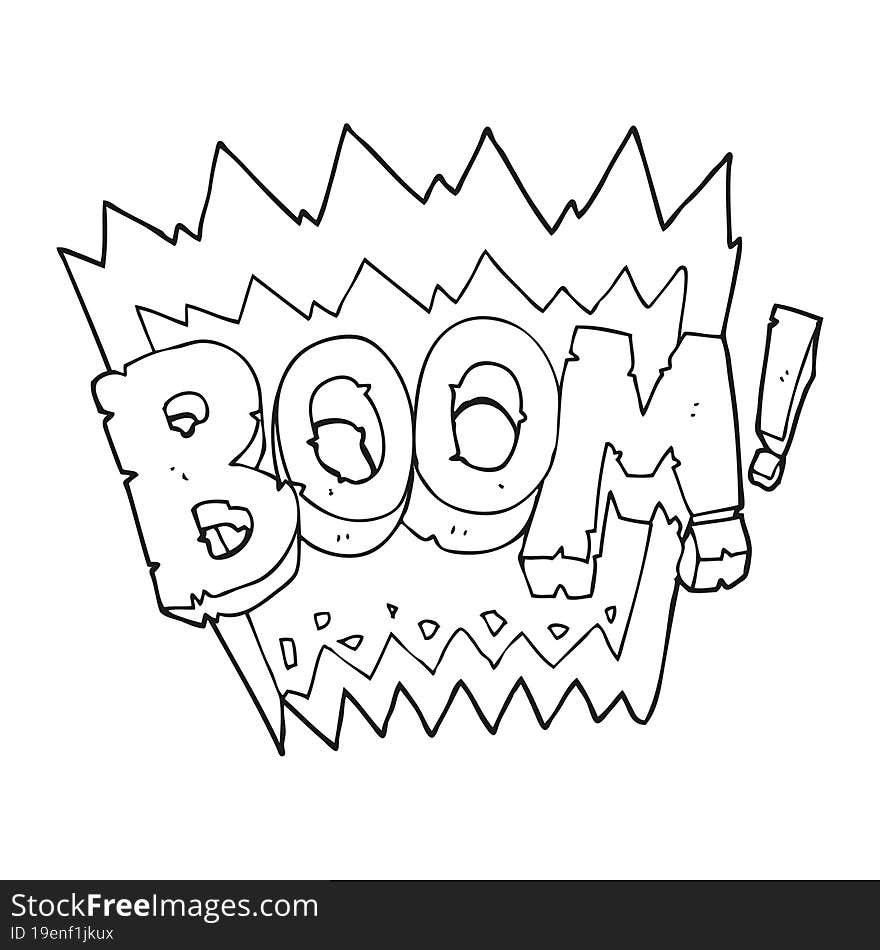 black and white cartoon boom symbol