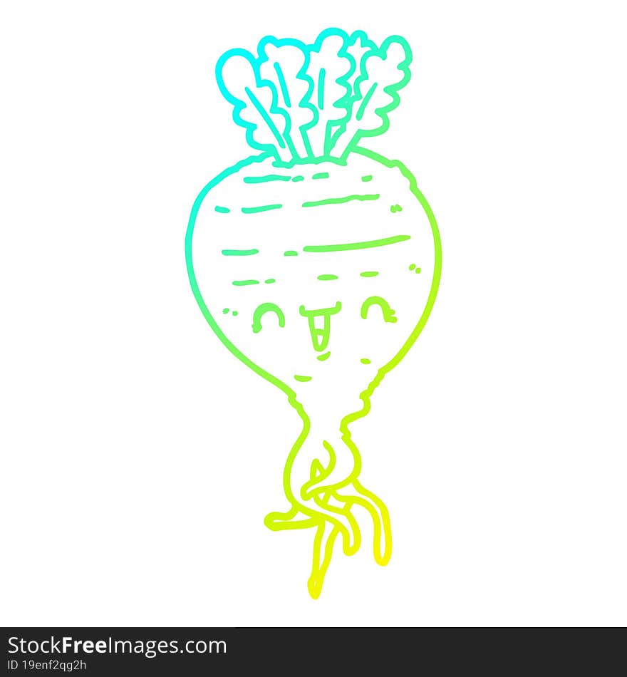 cold gradient line drawing of a cartoon turnip