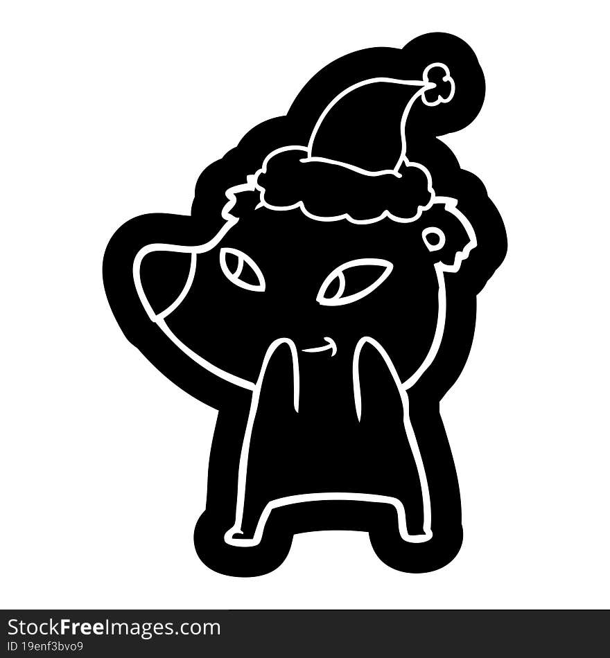 cute cartoon icon of a bear wearing santa hat