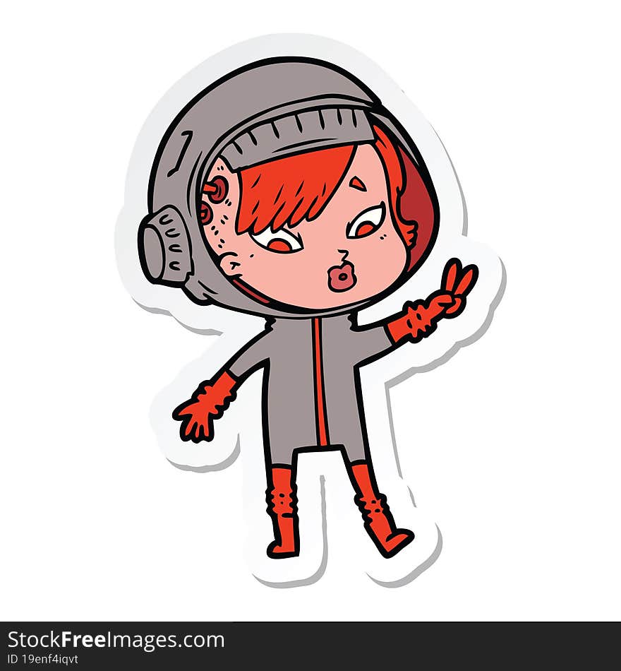 sticker of a cartoon astronaut woman