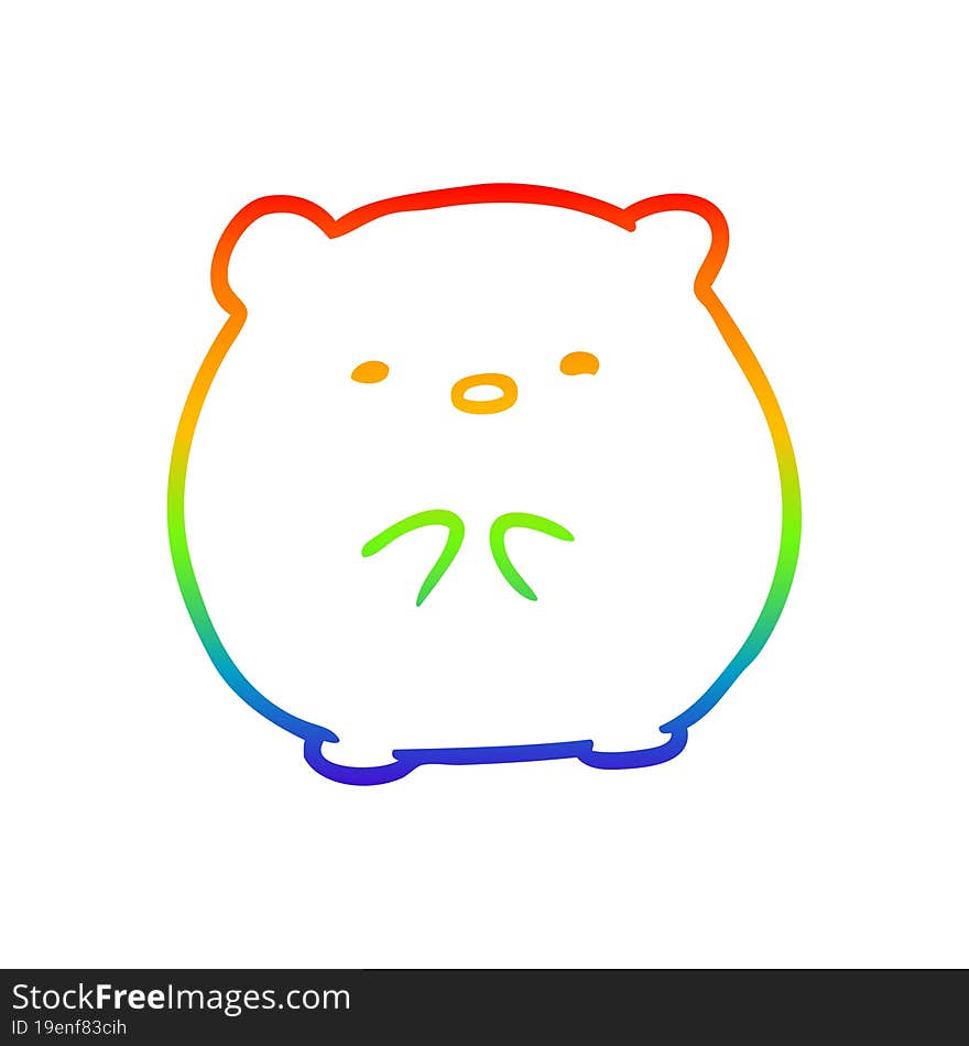 Rainbow Gradient Line Drawing Cute Polar Bear