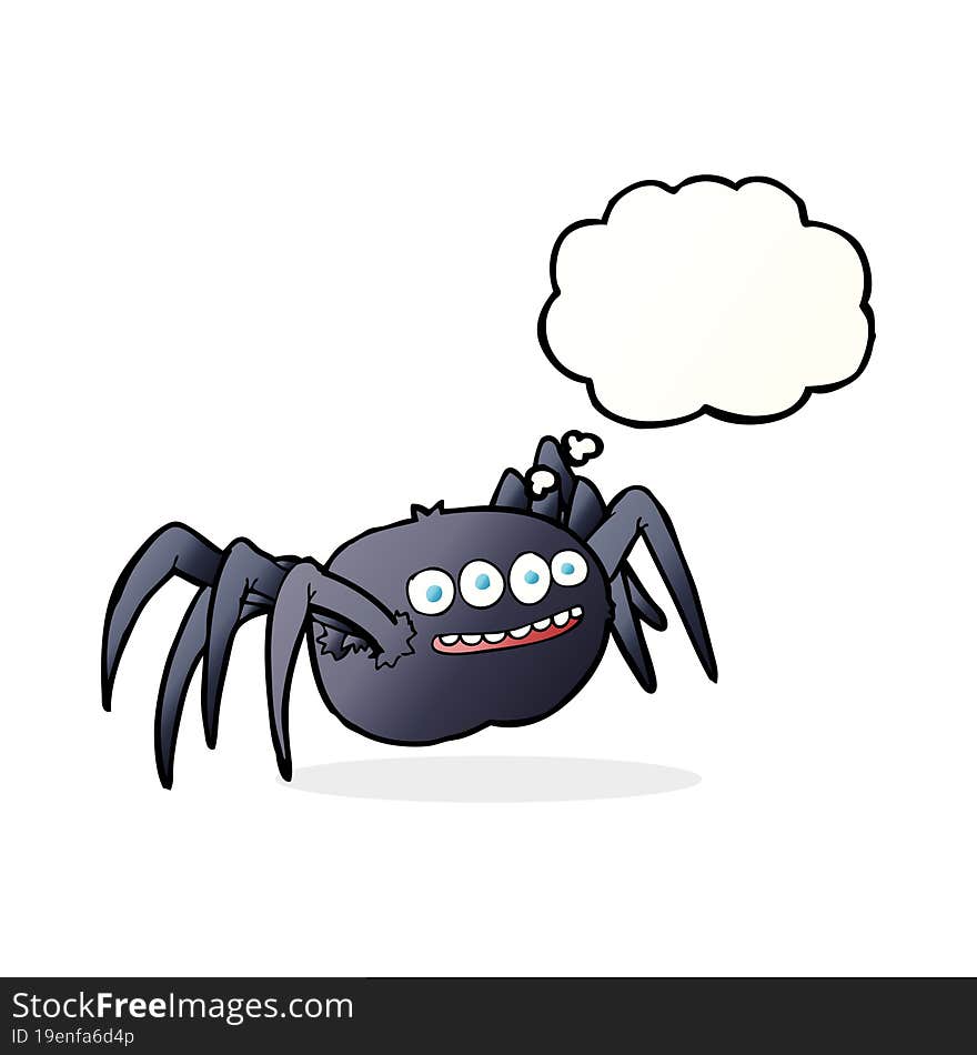 Cartoon Spooky Spider With Thought Bubble