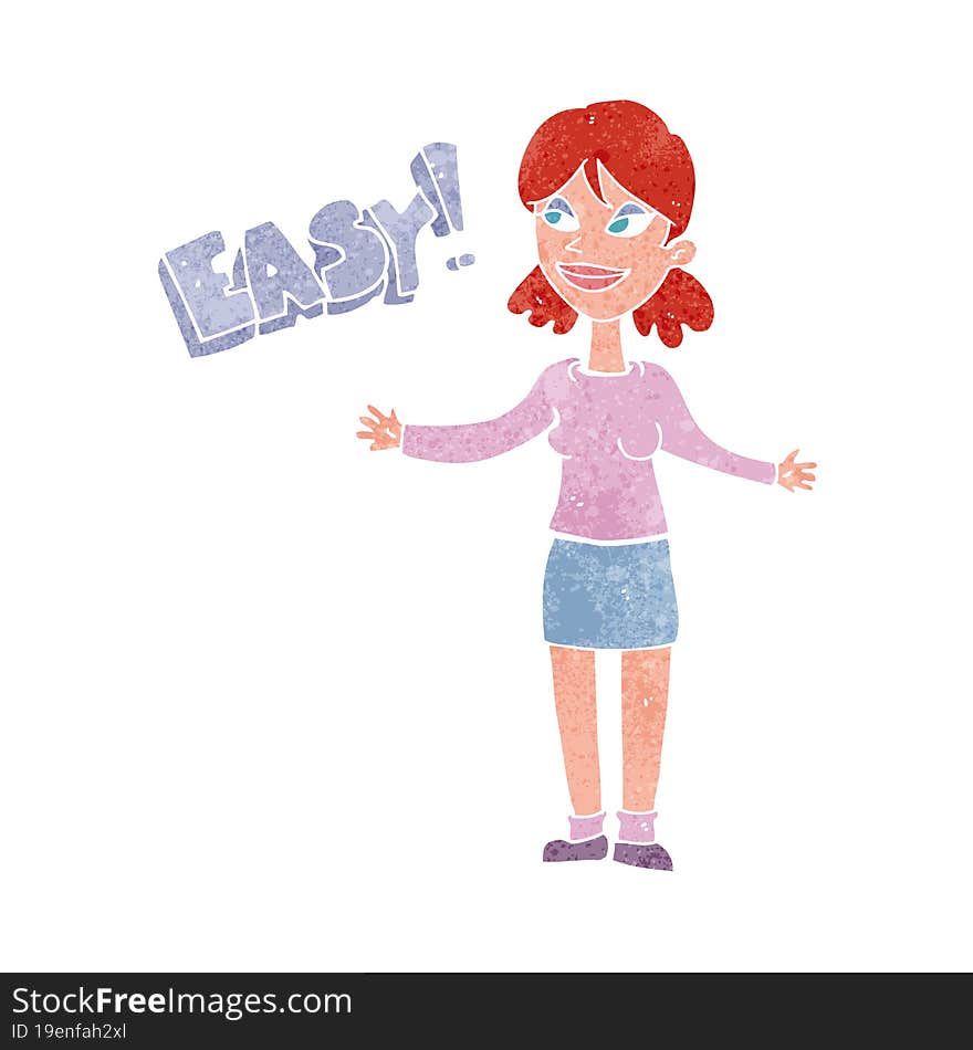 Cartoon Woman Saying Easy