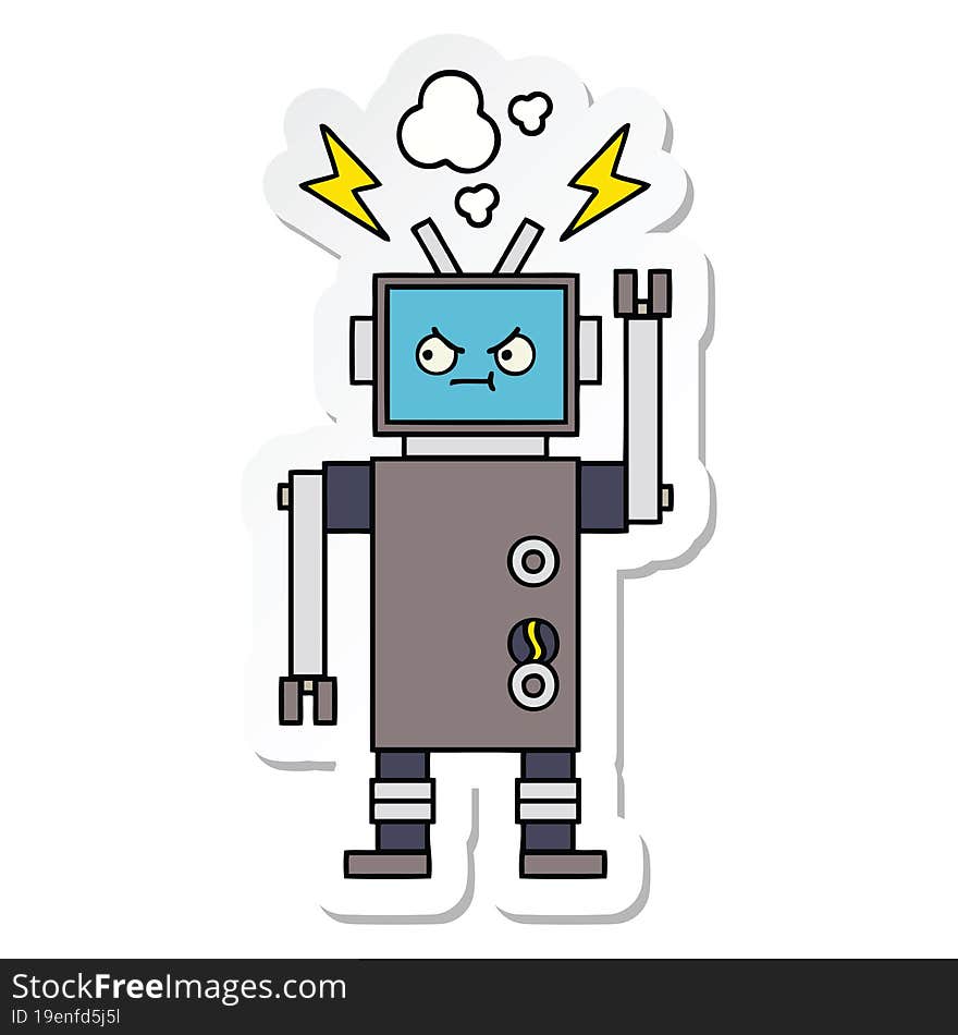 sticker of a cute cartoon robot