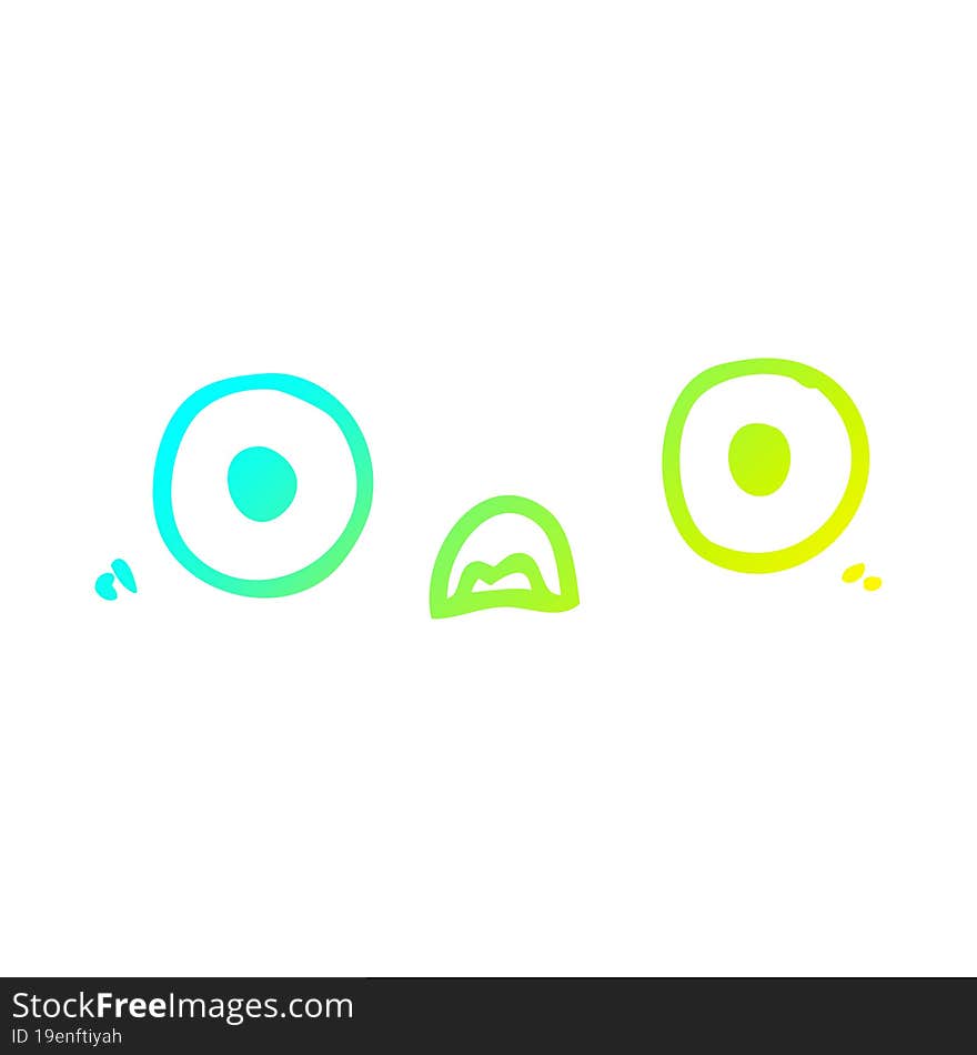 cold gradient line drawing cute cartoon face