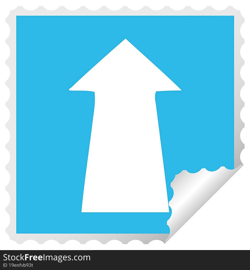 quirky square peeling sticker cartoon arrow