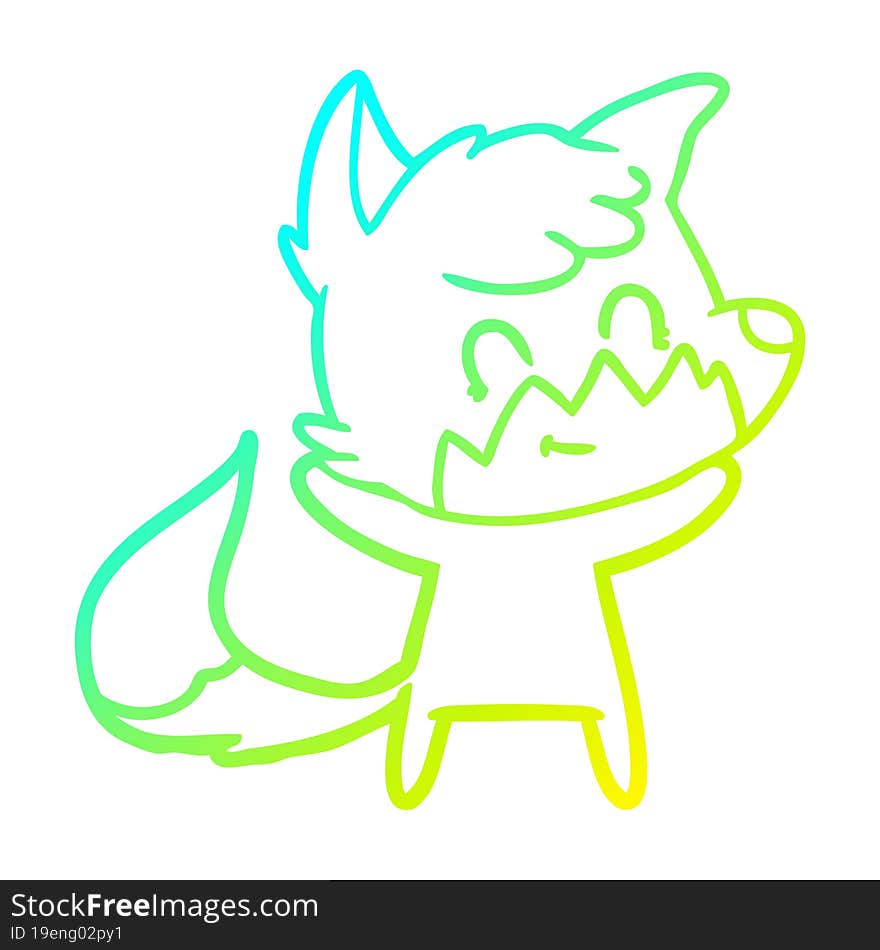 cold gradient line drawing cartoon happy fox