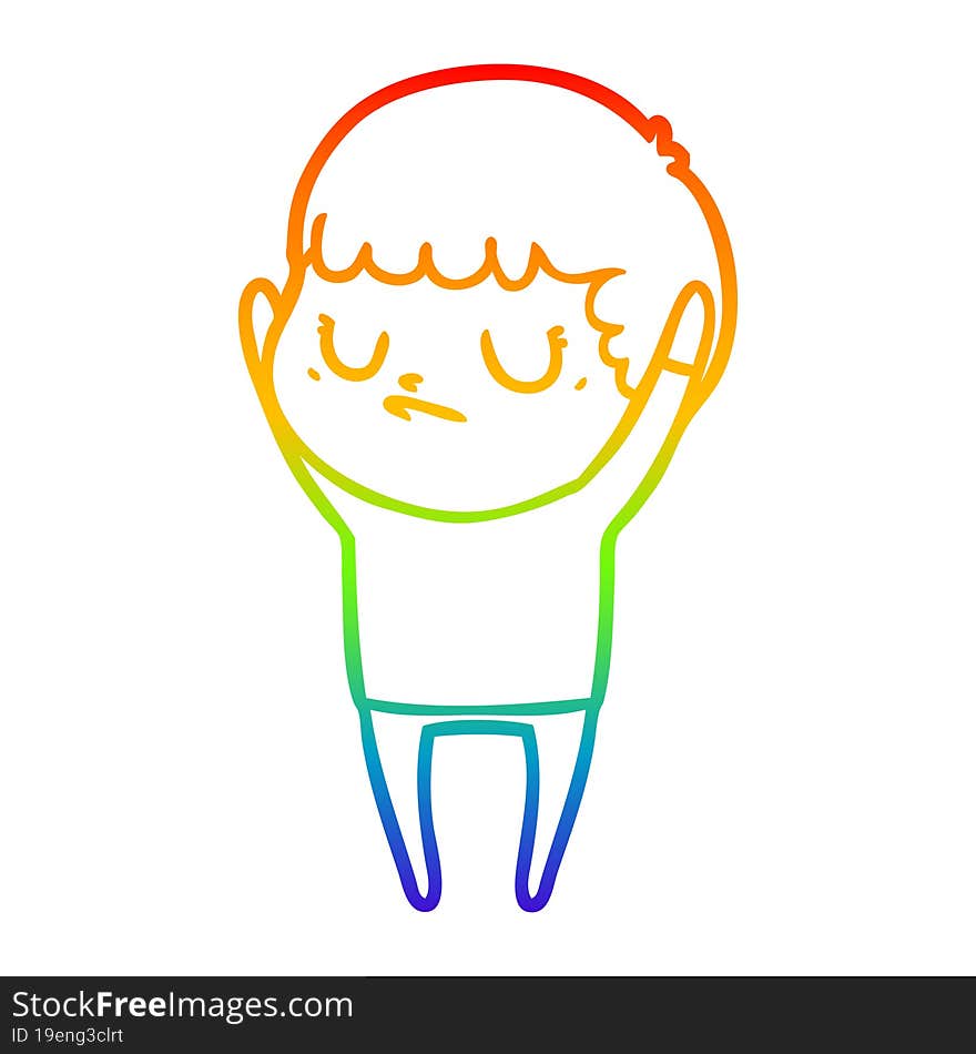 rainbow gradient line drawing cartoon grumpy boy