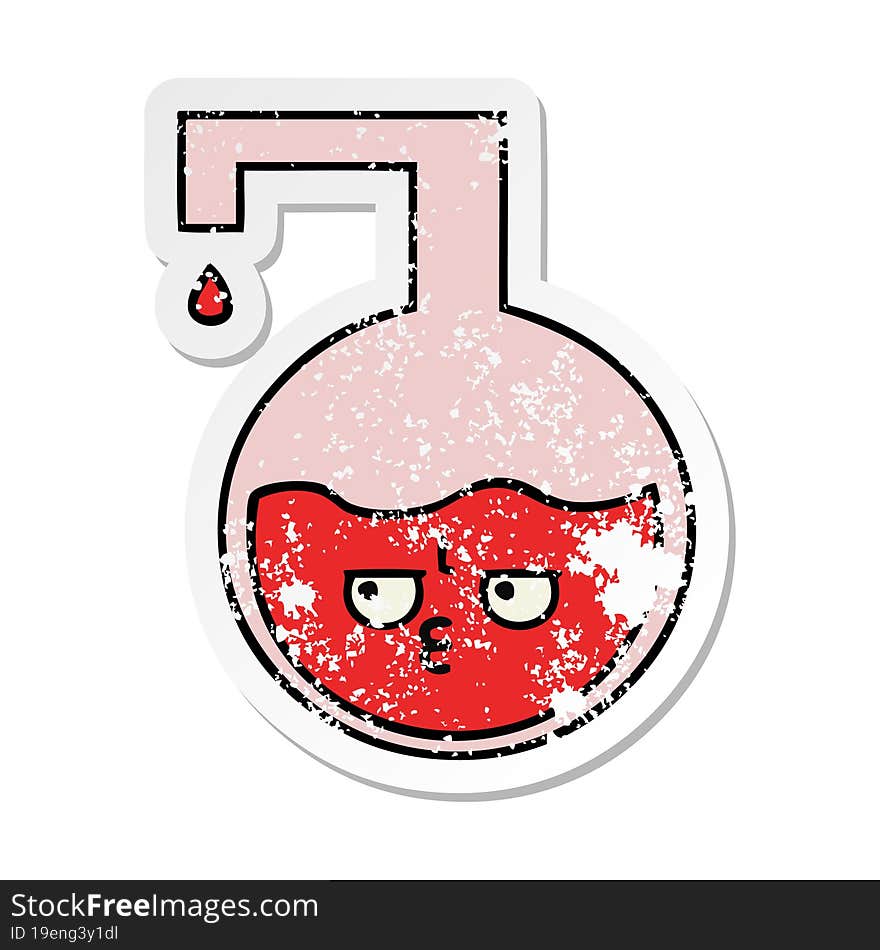 distressed sticker of a cute cartoon science experiment