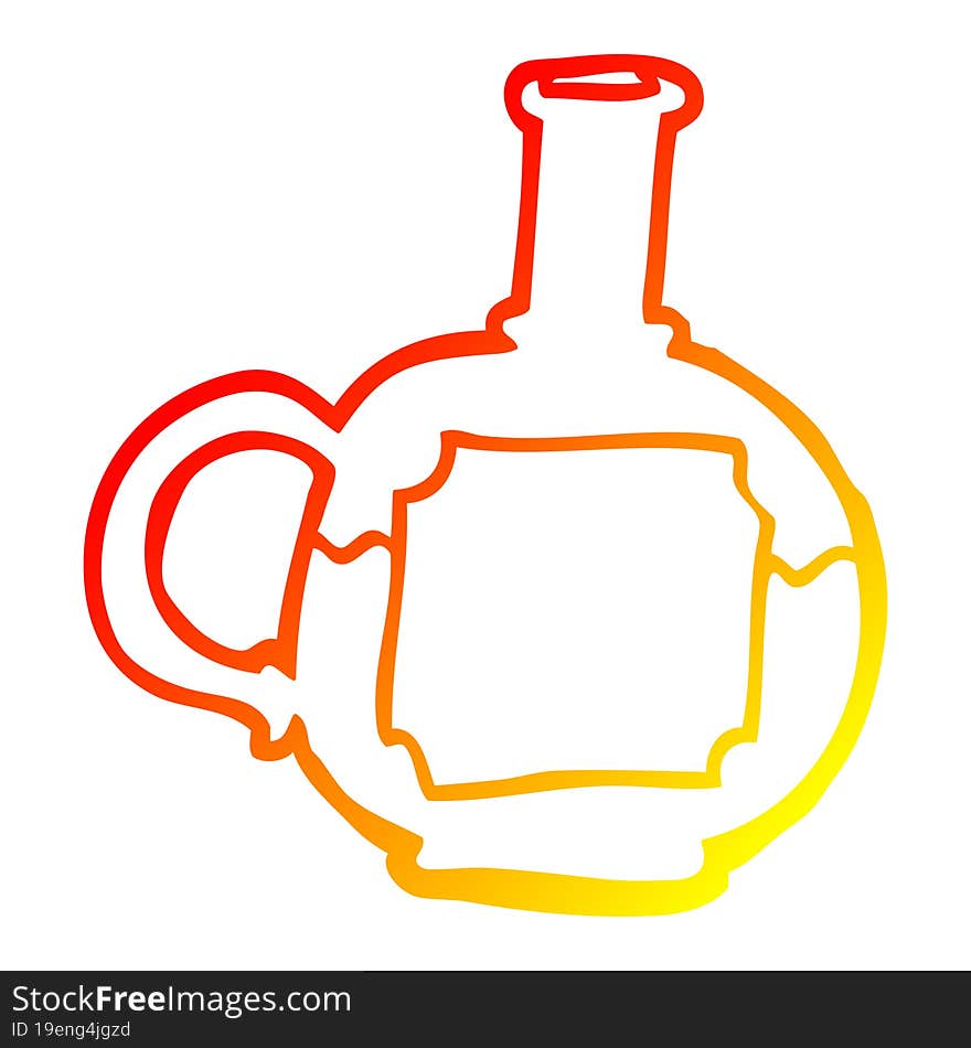 Warm Gradient Line Drawing Cartoon Of Potion Bottle