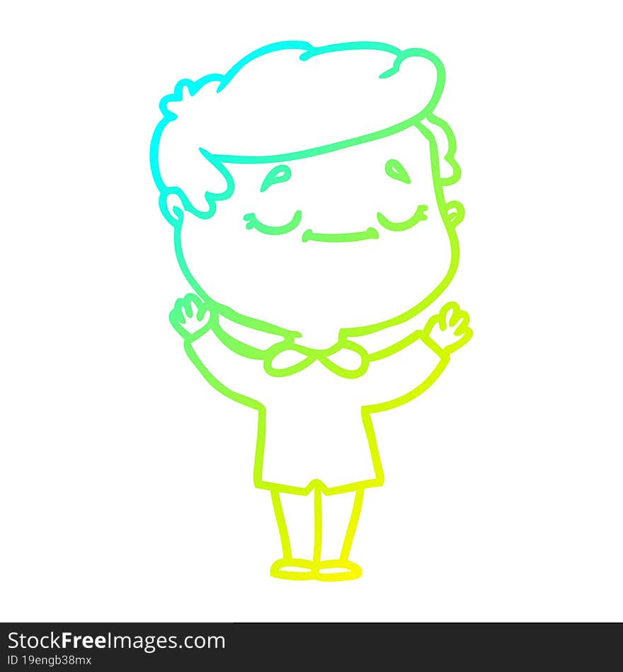 cold gradient line drawing of a cartoon peaceful man